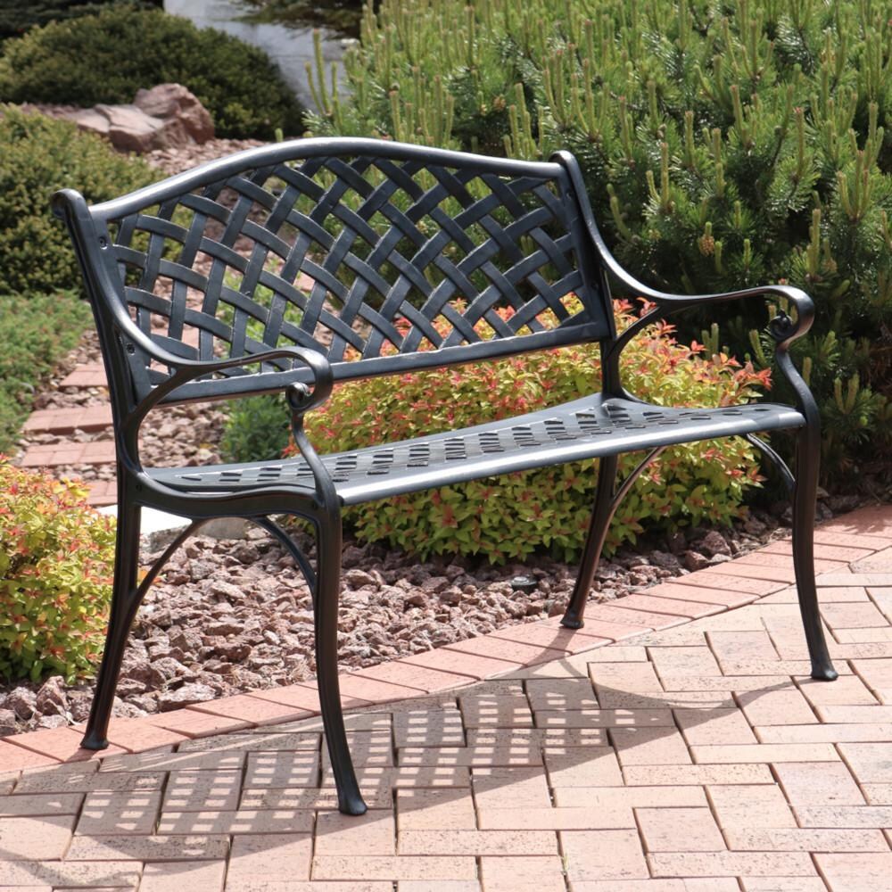 41 Inch Cast Aluminum Bench in Black by Ultimate Patio