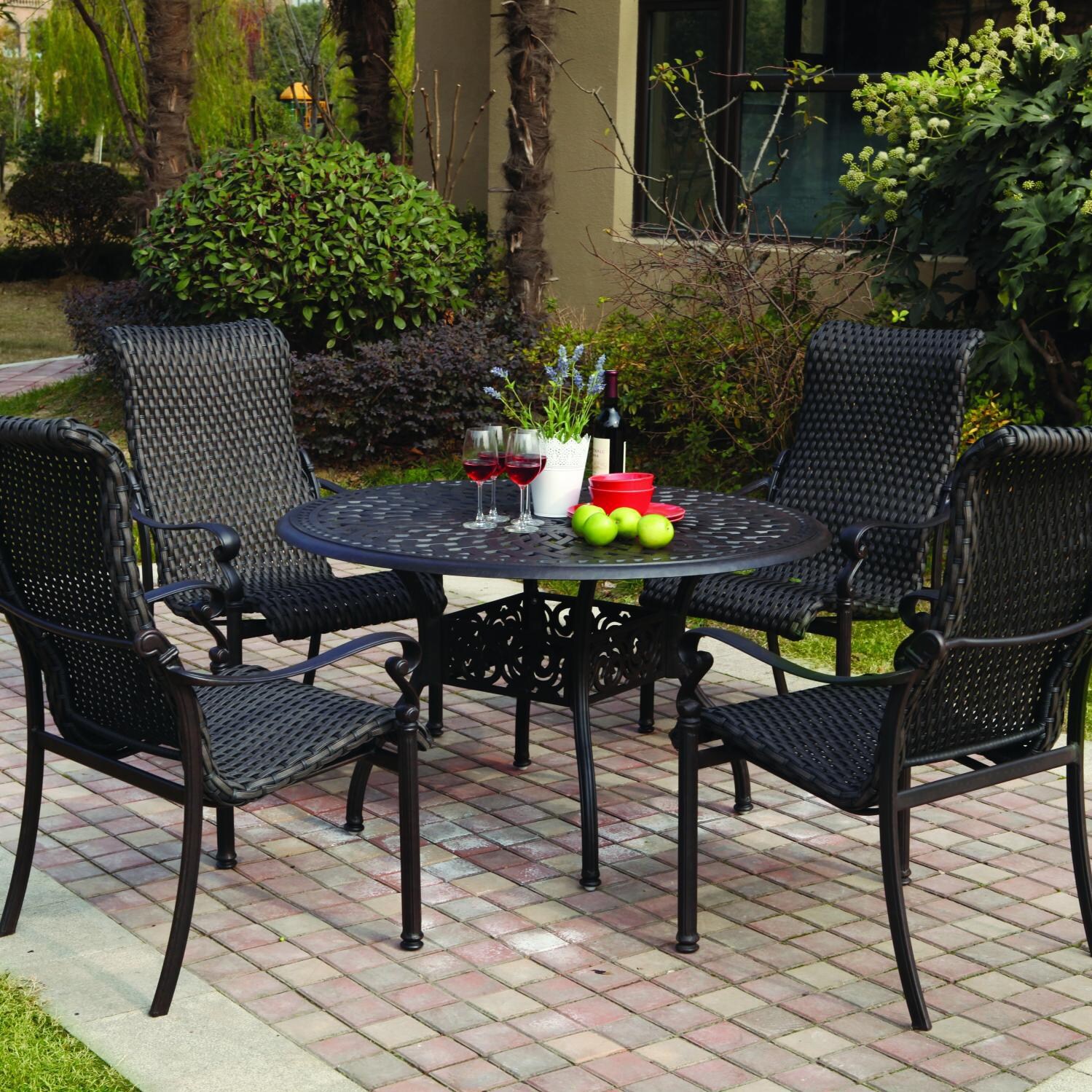 Darlee Victoria 4-Person Resin Wicker Patio Dining Set - Espresso thumbnail