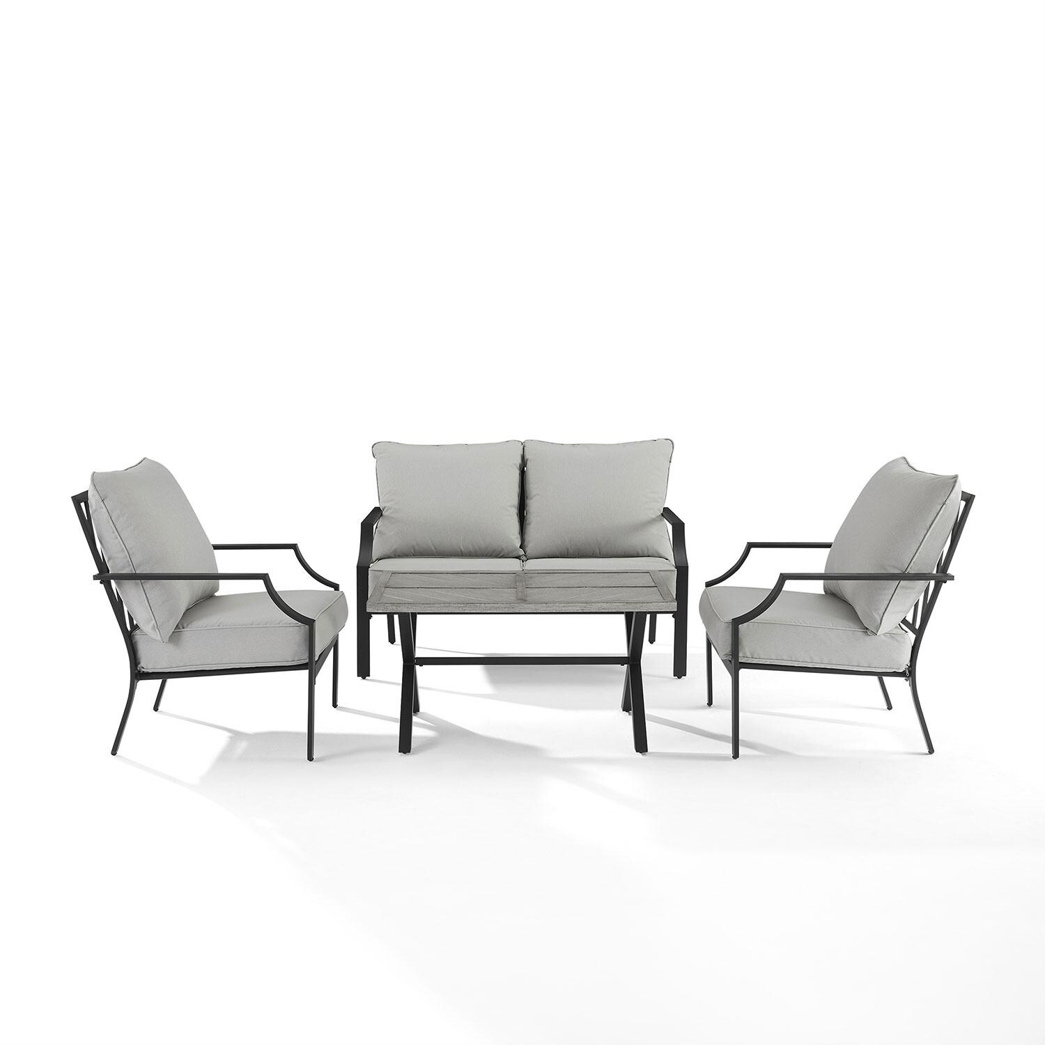 Classique Cove 4 Pc Steel Outdoor Loveseat Patio Furniture Set by Ultimate Patio - Front View - White Background thumbnail