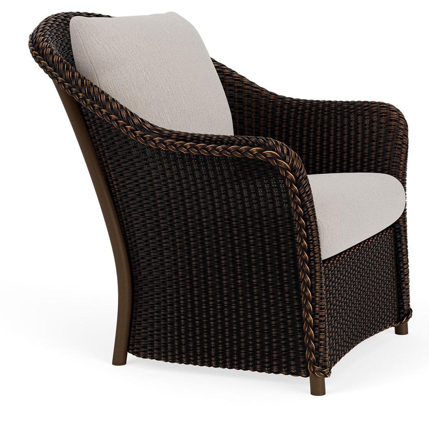 Lloyd Flanders Weekend Retreat Lounge Chair in Mink Finish W/ Remy Cloud Fabric - Angled thumbnail