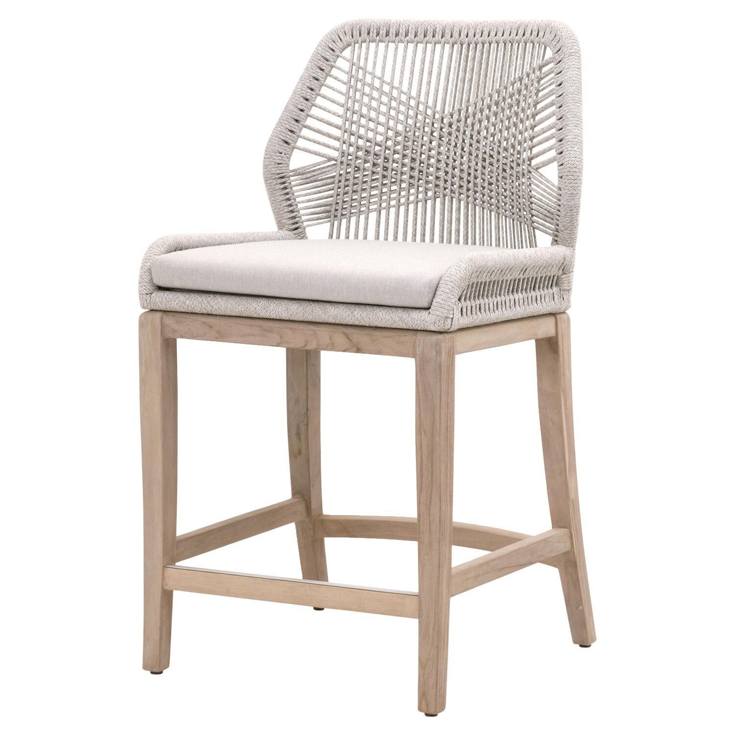 Lakeview Peninsula Way Woven Rope Counter Bar Stool in Taupe & White - Angled View thumbnail