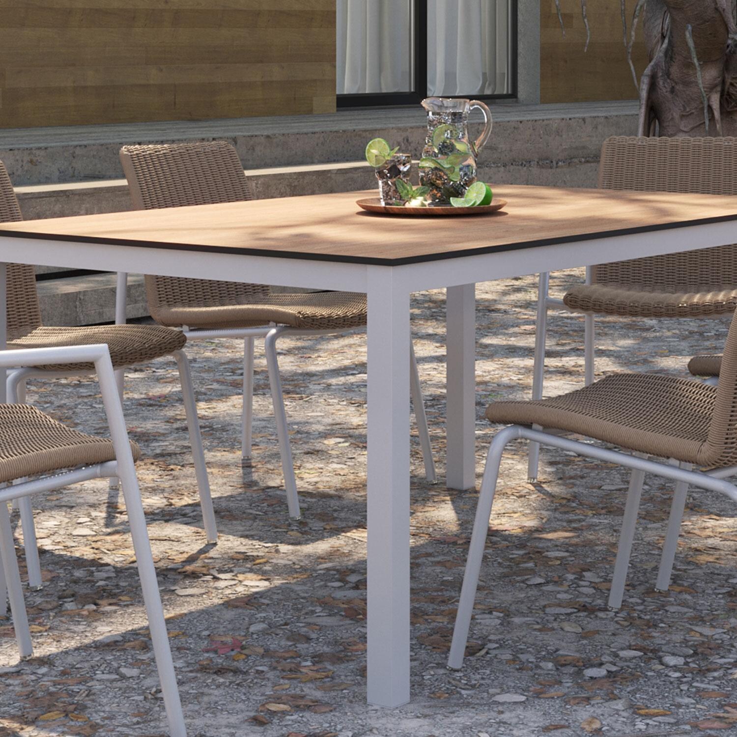 Travira 63-in Aluminum/HPL Dining Table in Flint/Enigma By Oxford Garden - Only Dining Table Incuded - Lifestyle thumbnail
