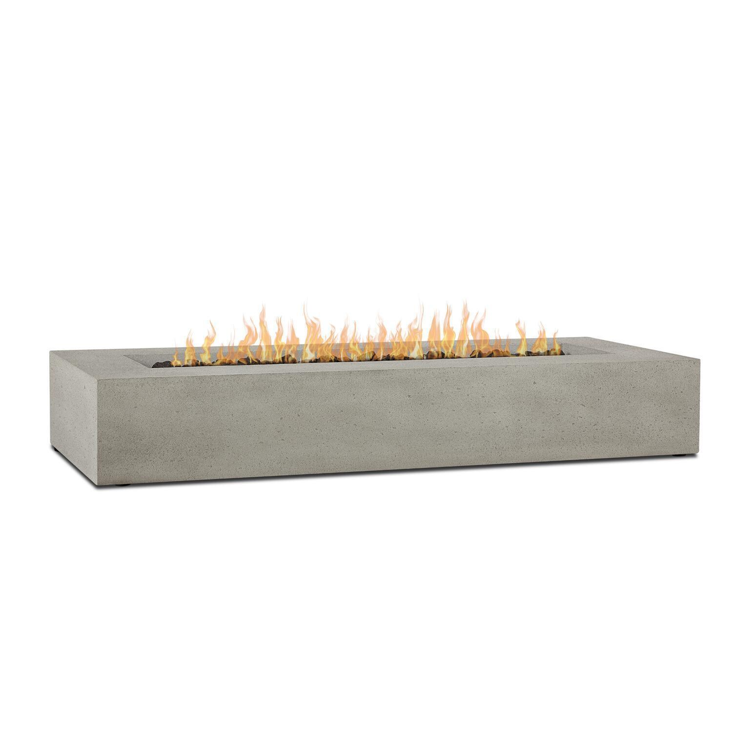 Hillview Bay 72 Inch Rectangular Glass Fiber Reinforced Concrete Natural Gas Fire Pit Table in Flint by BBQGuys Signature - On - White Background thumbnail