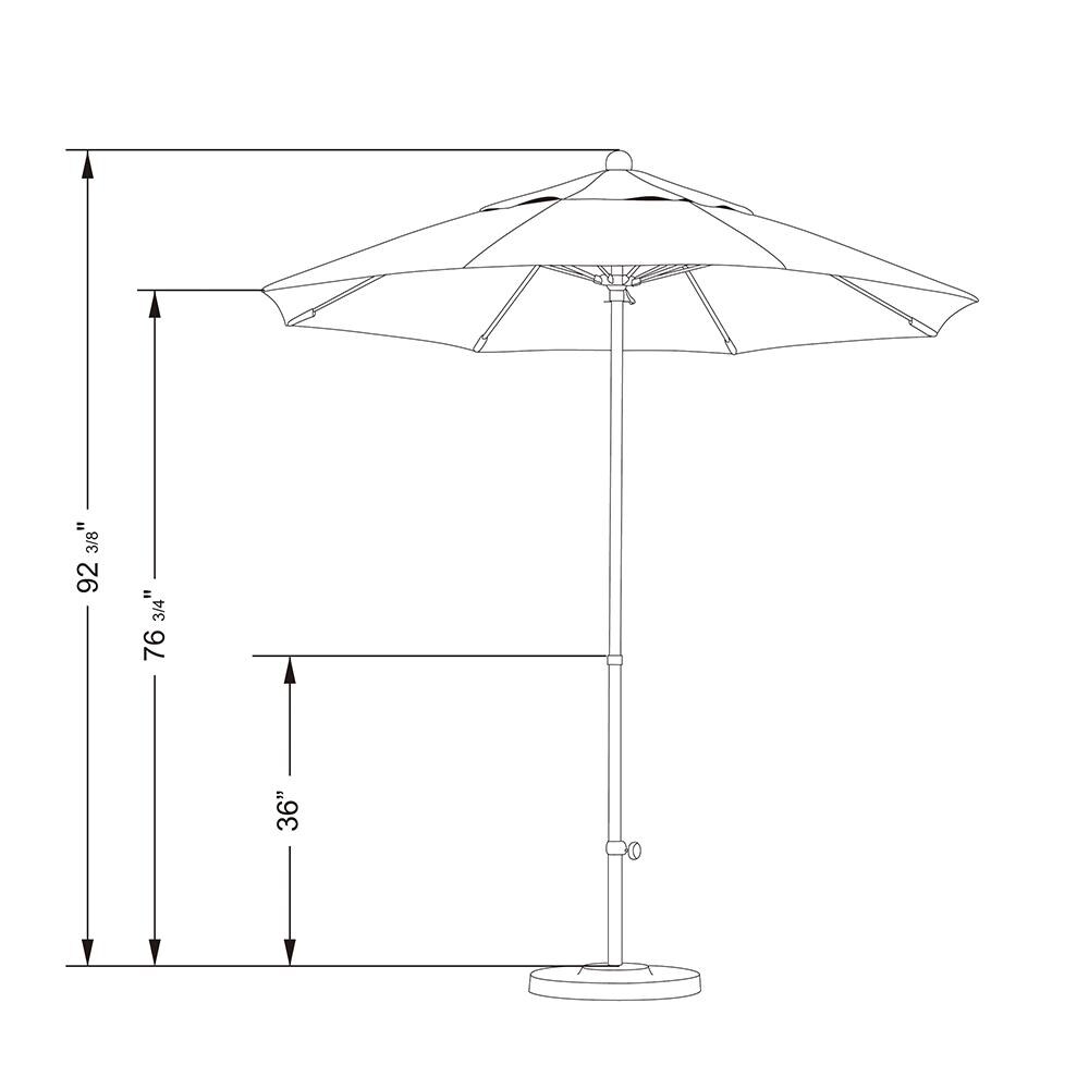 California Umbrella Oceanside Side 7.5 Ft Octagonal Fiberglass Patio Umbrella W/ Push Lift - Line Drawing thumbnail
