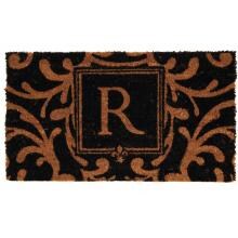Evergreen Classic Block Monogram Coir Door Mat - Letter R image
