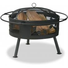 UniFlame 30 Inch Aged Bronze Firebowl Fire Pit With Leaf Design image