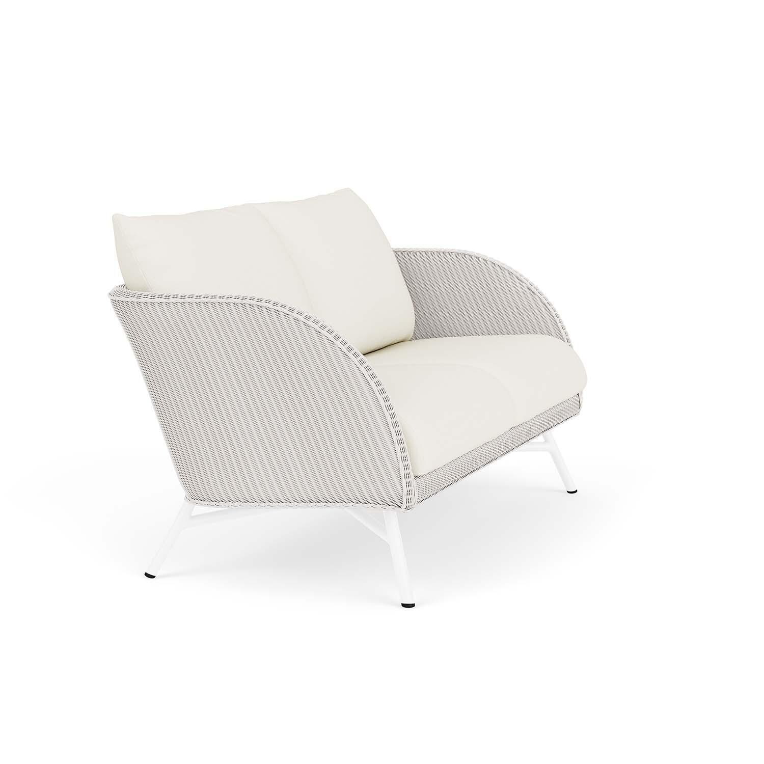 Lloyd Flanders Essence Loveseat W/Sailcloth Salt Fabric - White Finish - Angled thumbnail