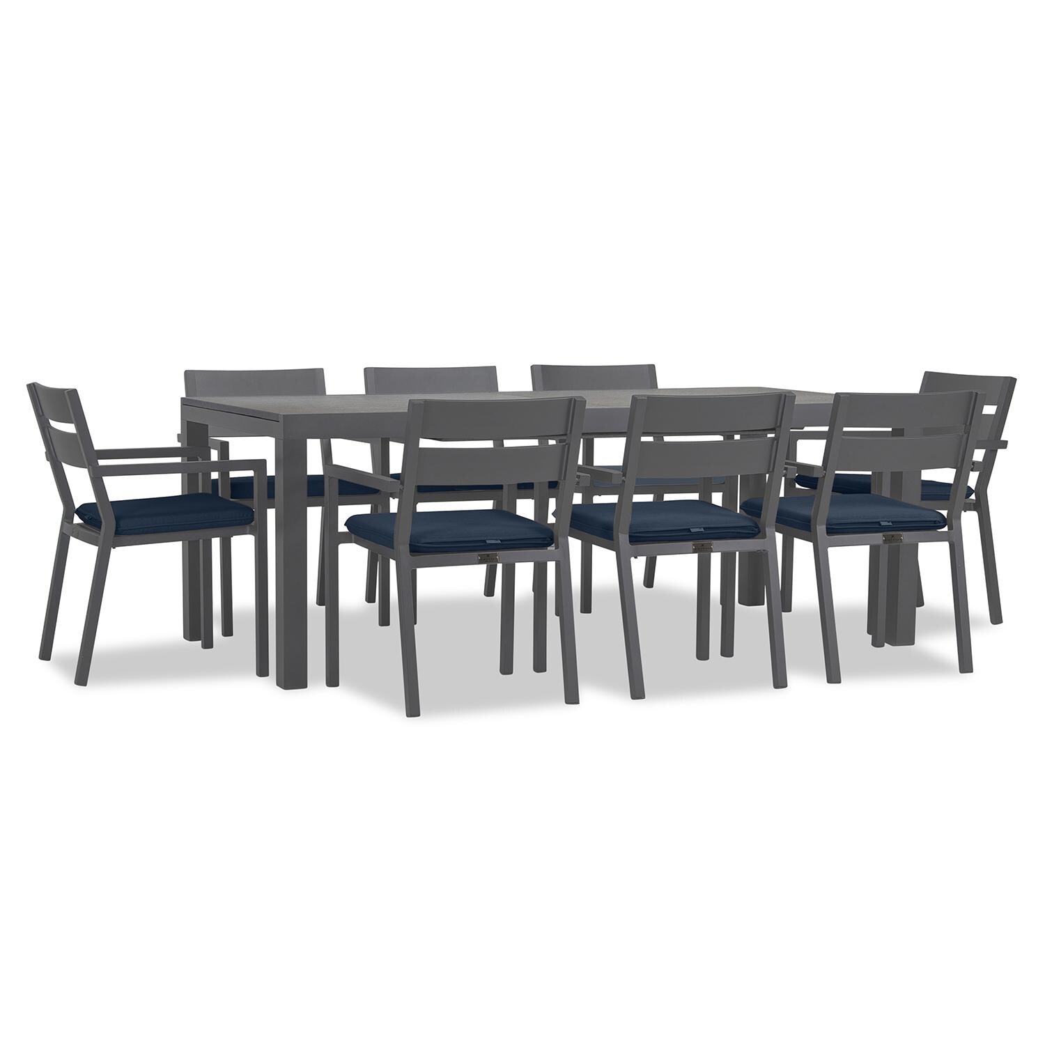 Calm Bay 9 Pc Extendable Dining Set in Slate/Concrete/Spectrum Indigo by Lakeview - White Background 2 thumbnail