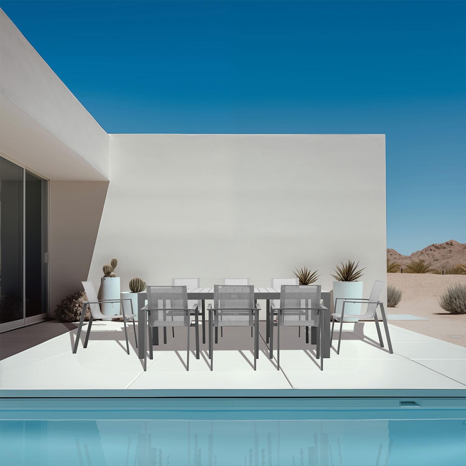 Spring Bay 9 Pc Aluminum Dining Set - Rectangular in Slate/Slate by Lakeview Outdoor Designs