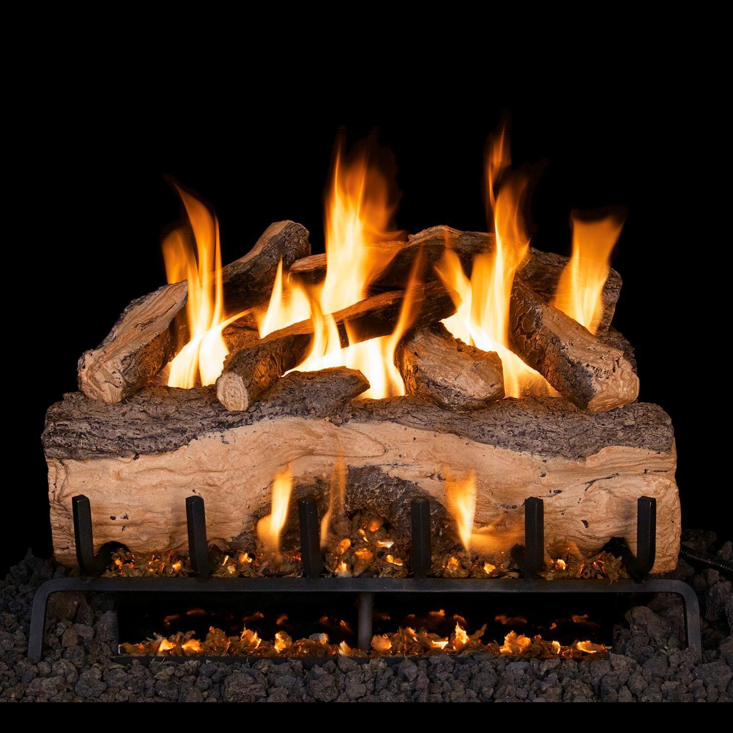 Peterson Real Fyre 33-Inch Mountain Crest Split Oak Gas Log Set With Vented Natural Gas ANSI Certified G31 Triple-Tier Burner - Manual Safety Pilot