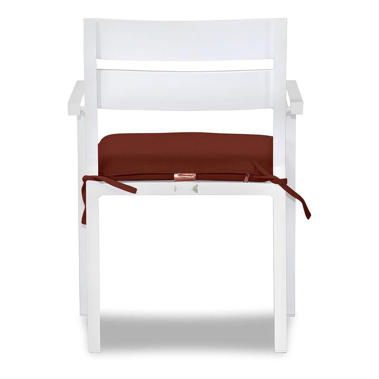 Calm Bay Aluminum Dining Arm Chair in White/Canvas Henna by Lakeview Outdoor Designs - Back - White Background thumbnail
