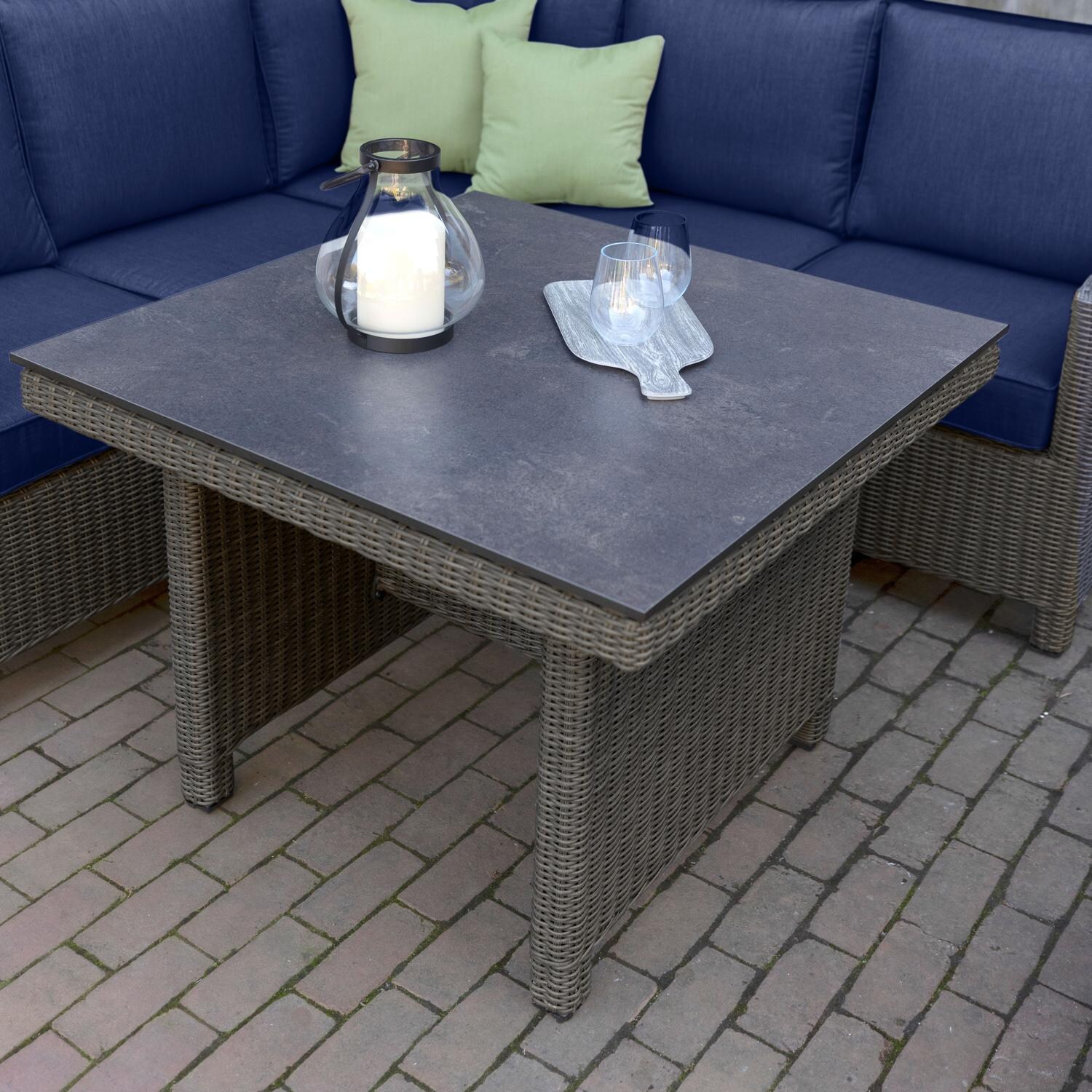 Palma 6 Pc Wicker Sectional Set in Rattan / Spectrum Indigo - Table - Lifestyle thumbnail