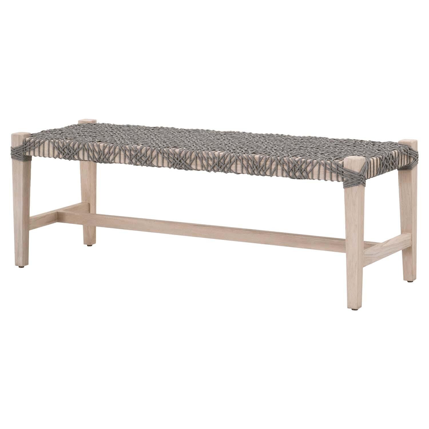 Blushing Bay 52 Inch Woven Rope Bench By Lakeview - Angled View thumbnail