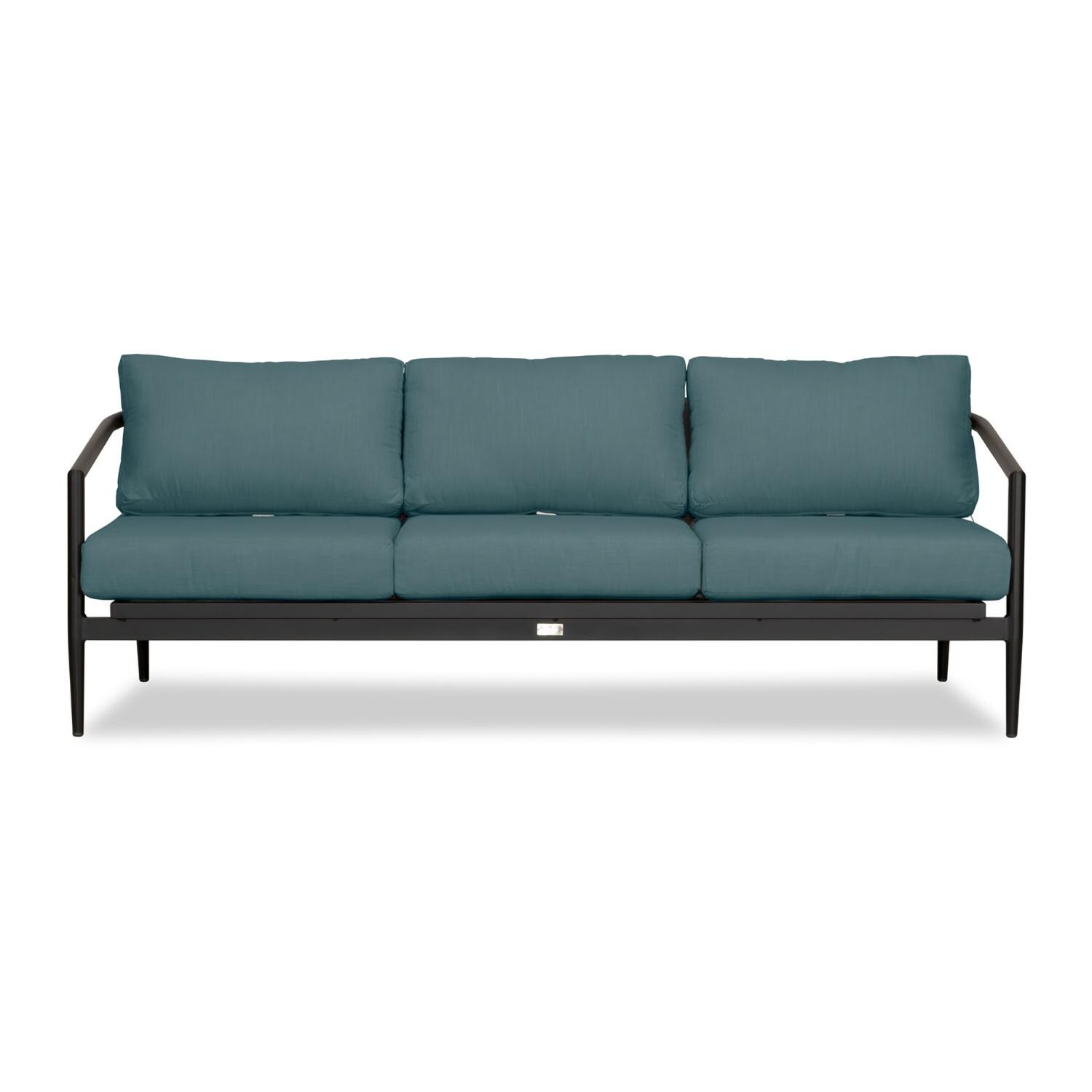 Midnight Cove 3 Person Aluminum Sofa in Black/Cast Lagoon by Lakeview Outdoor Designs