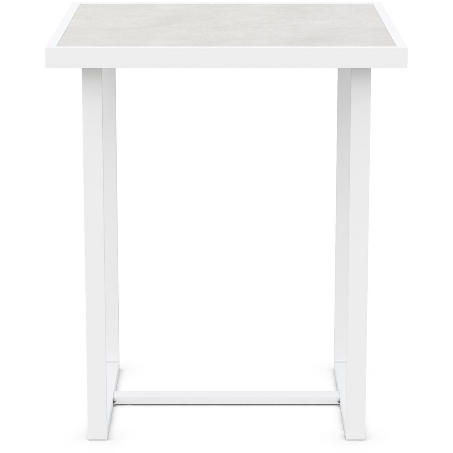 Azzurro Living Pavia 35 Inch White Aluminum Bar Table W/ Helena Dekton Top - Front - White Background thumbnail