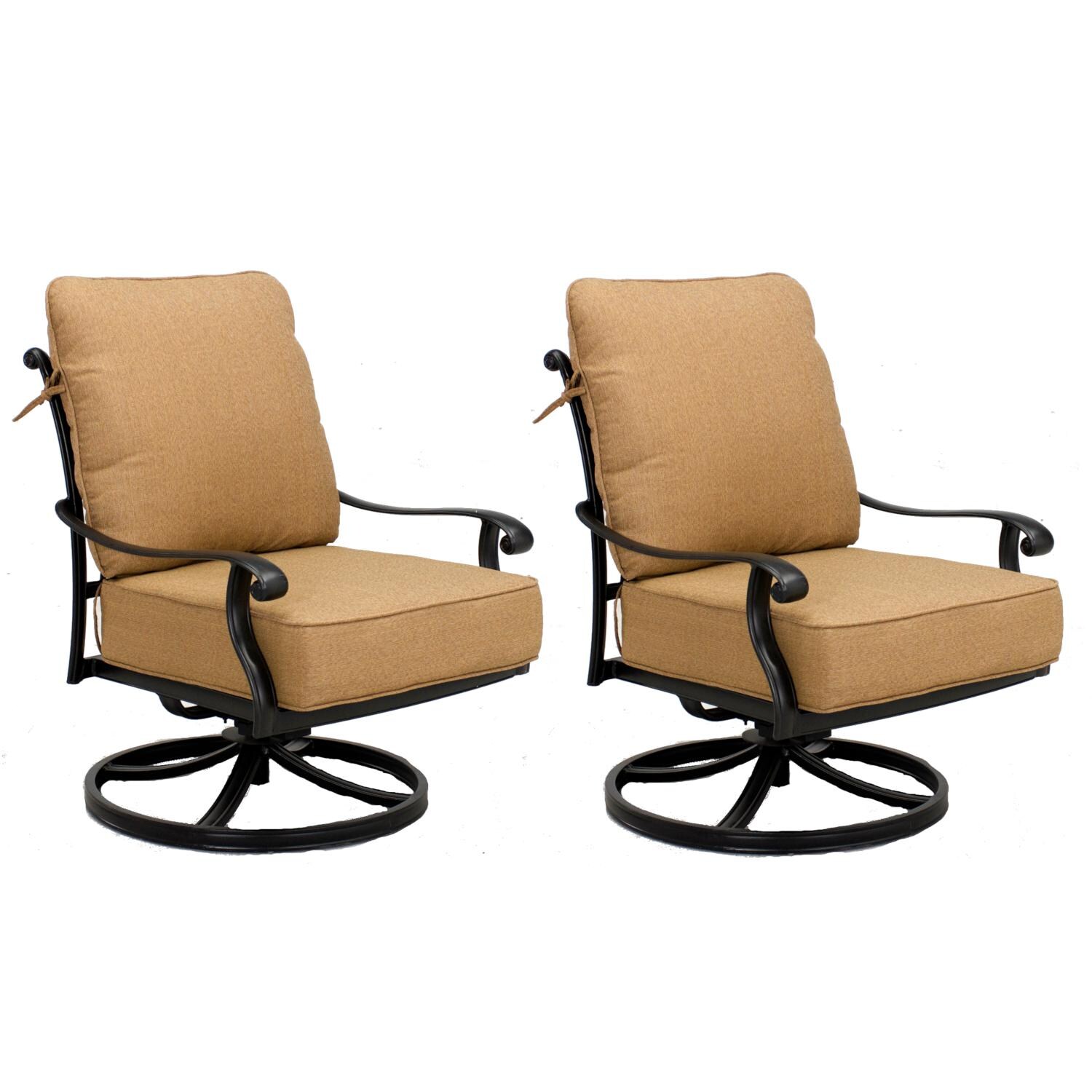 Capri Cast Aluminum 2 Pc Set Swivel Rocker Club Chair Set in Antique Bronze/Sesame by Darlee