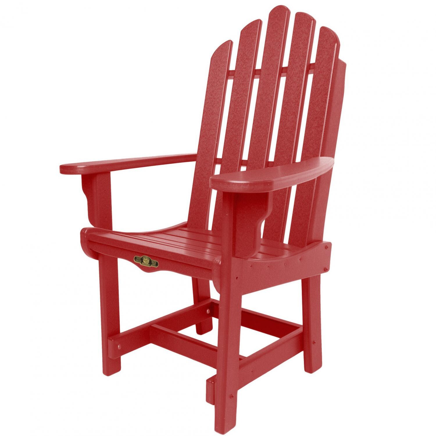 Pawleys Island Essentials Poly Lumber Patio Adirondack Dining Chair with Arms - Red