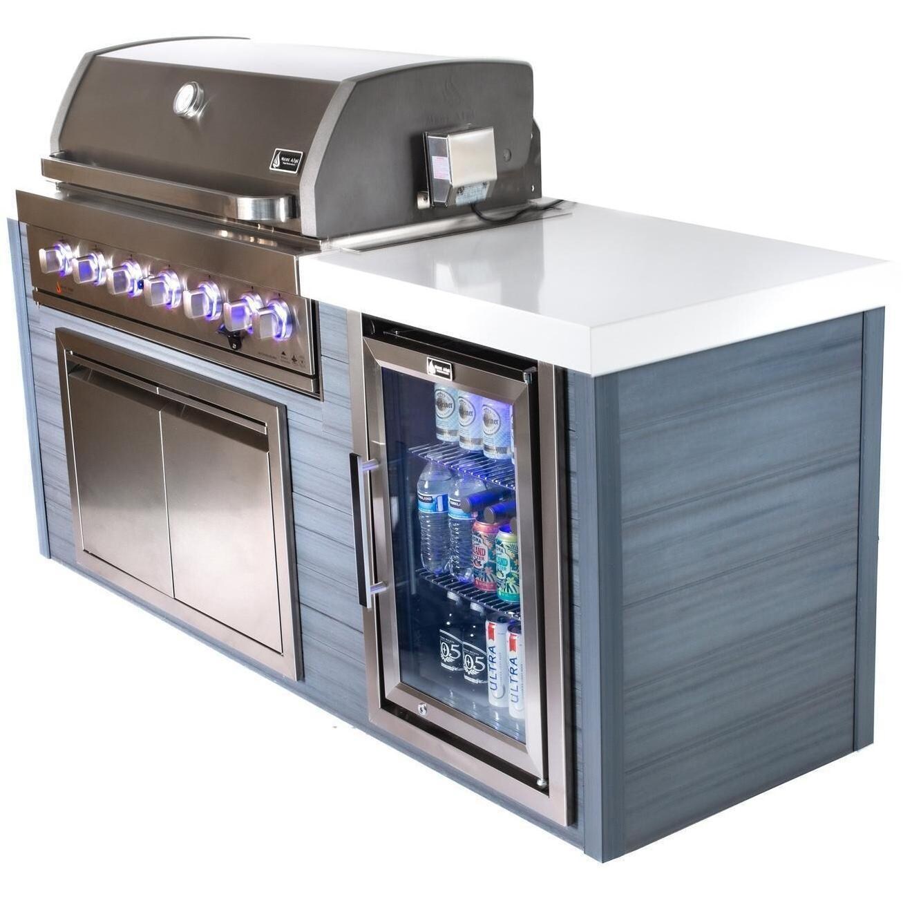 Mont Alpi MA805-AW 6-Burner Stainless Steel Art-Wood Propane Island Grill - Side View - White Background thumbnail