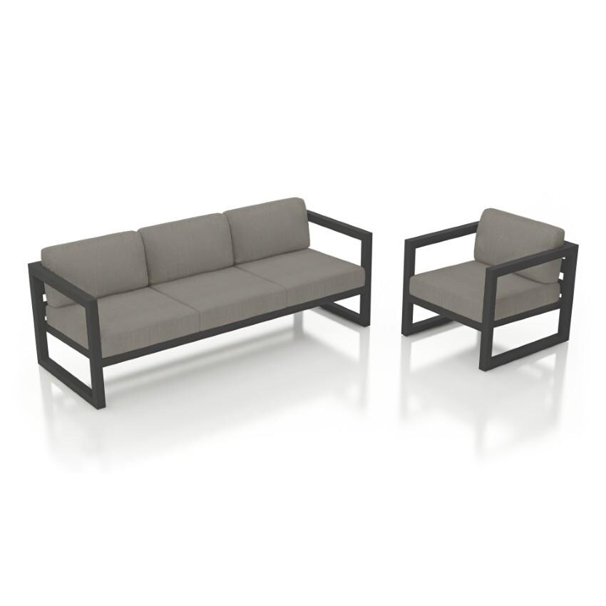 Misty Cove 2 Piece Seating Set In Slate w/Canvas Charcoal Cushions by Lakeview - White Background thumbnail