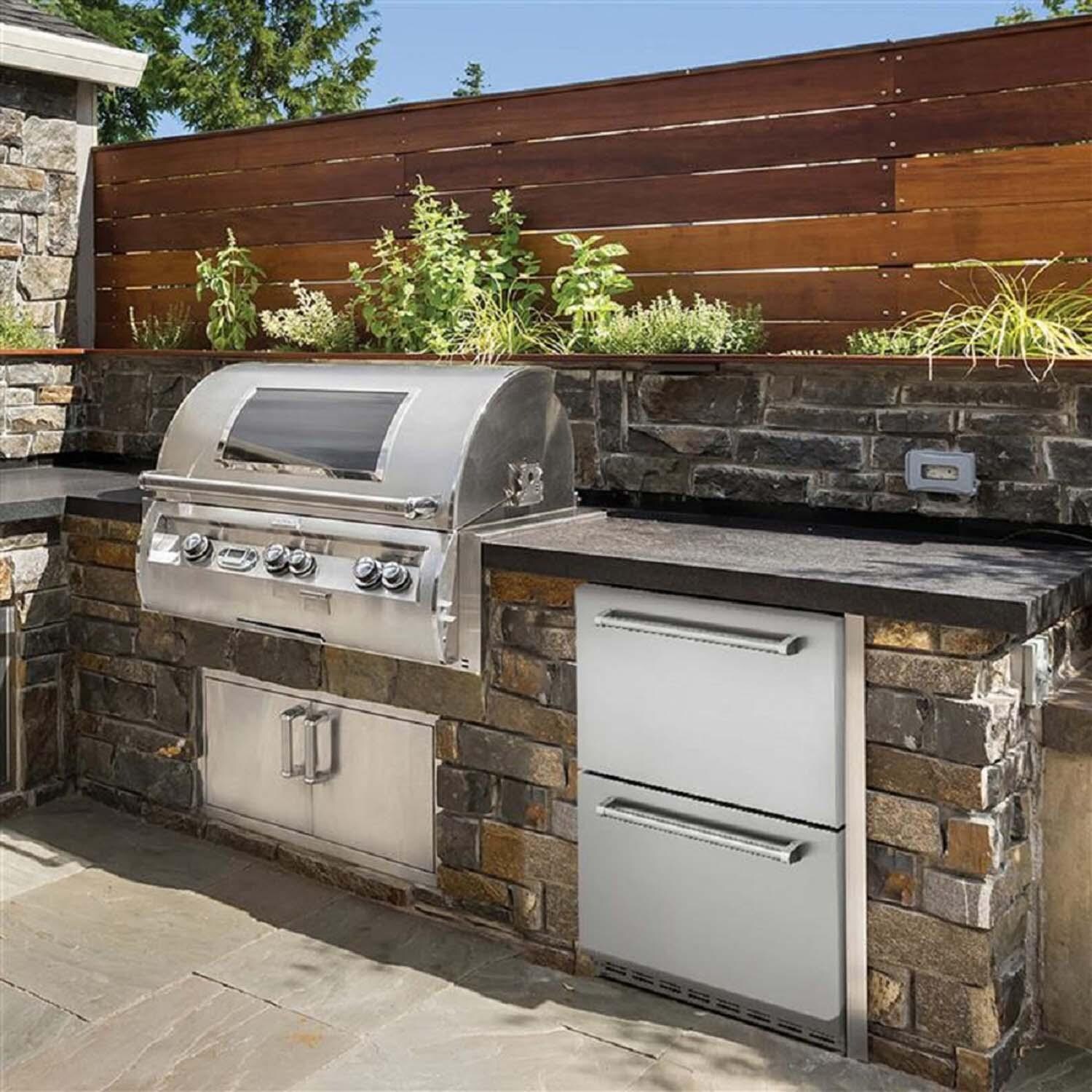 NewAir NCR040SS00 24 Inch 80 Can 20 Bottle Dual Drawer Commercial Built-in Outdoor Wine and Beverage Cooler - Stainless Steel - Lifestyle thumbnail