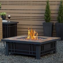Real Flame Morrison 33-Inch Square Propane Fire Pit - Black/Brown - 906LP-NST image