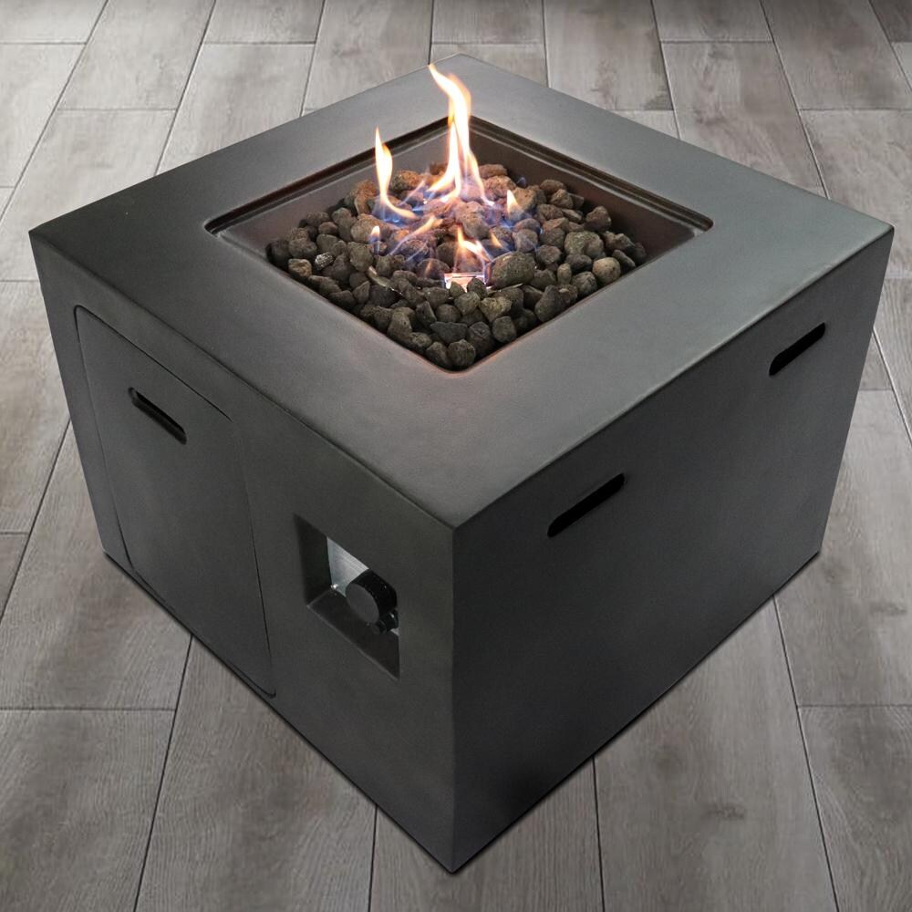 Ultimate Patio Currier Bay 30 Inch Square Concrete Propane Fire Pit Table in Dark Gray - Top - Lifestyle thumbnail