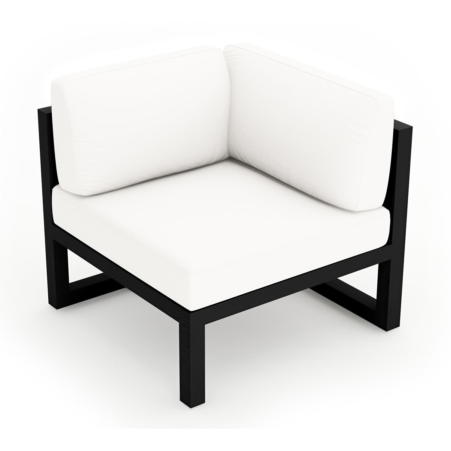 Lakeview MSTYCV-BK-CS-CN Misty Cove Aluminum Corner Club Chair in Black w/Canvas Natural Cushions by Lakeview Outdoor Designs - Angled Front - White Background thumbnail
