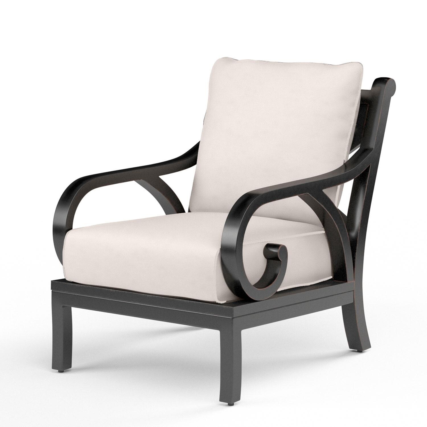 Monterey Aluminum Patio Club Chair in Canvas Natural w/ Self Welt By Sunset West
