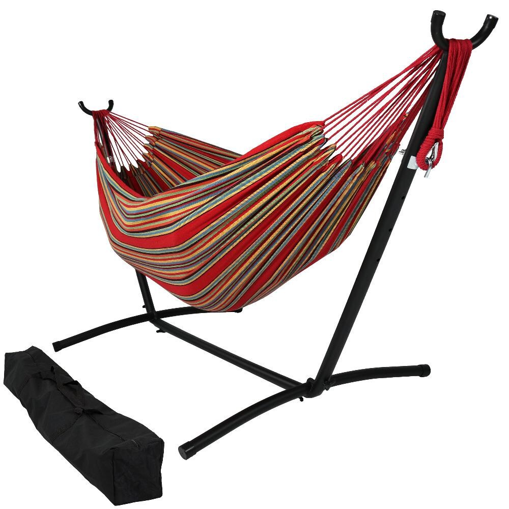 Sunnydaze Decor Brazilian Double Hammock w/ Stand - Sunset - DB COMBO-SUNSET image