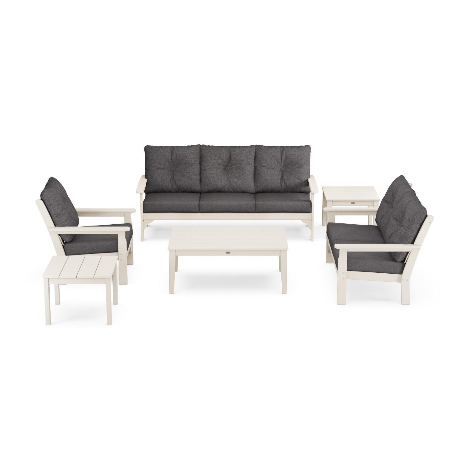 POLYWOOD Vineyard Sand & Ash Charcoal 6-Piece Deep Seating Set thumbnail