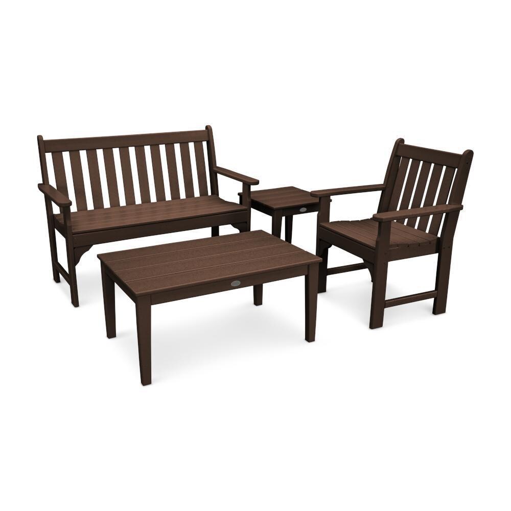 Vineyard 4 Pc Recycled Plastic Seating Set in Mahogany by POLYWOOD