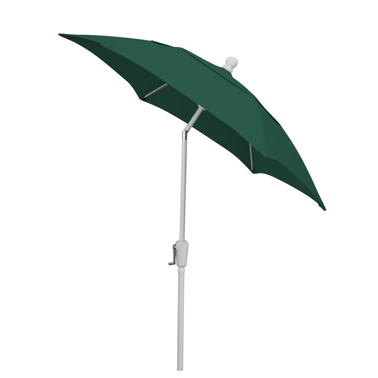 FiberBuilt 7.5 Ft. Aluminum Market Patio Umbrella W/ Crank Lift & Tilt - Forest Green Olefin