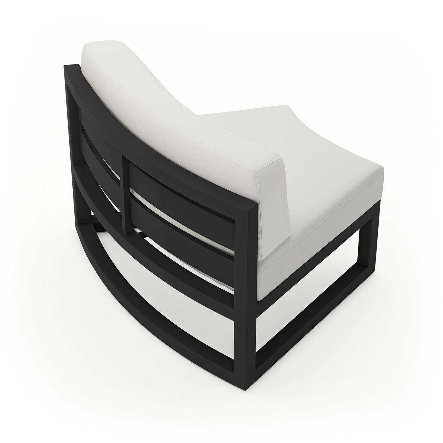 Lakeview MSTYCV-BK-CRVS-CN Misty Cove 2 Pc Aluminum Curve Club Chair in Black w/Canvas Natural Cushions by Lakeview Outdoor Designs - Angled Back - White Background thumbnail