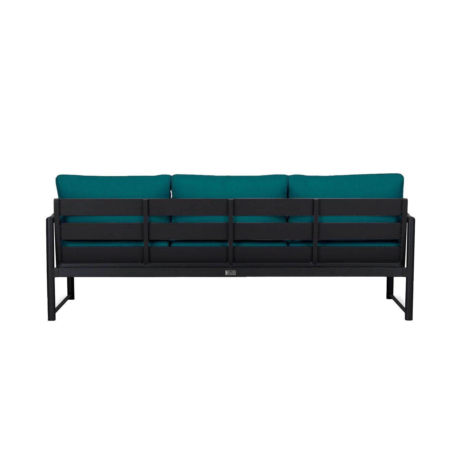 Lakeview AVEBAY-BK-CO-S-PC Avenue Bay Black/Carbon Sofa - Spectrum Peacock - Rear View - White Background thumbnail