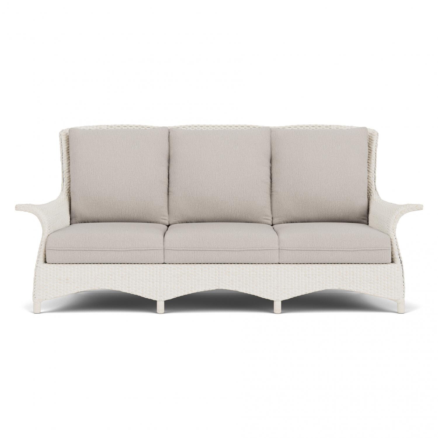 Lloyd Flanders Mandalay Sofa In Antique White Finish With Remy Cloud Fabric thumbnail