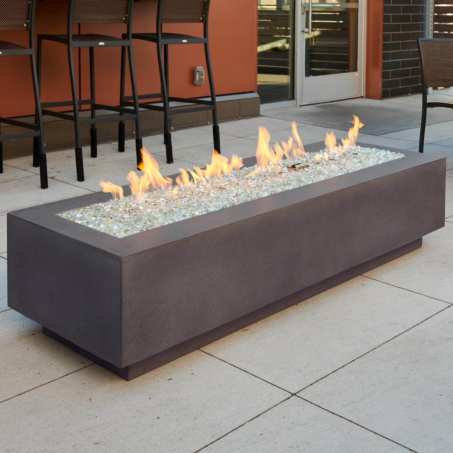 Cove 72-in Rectangular GFRC Concrete Propane Fire Pit in Midnight Mist By The Outdoor GreatRoom Company