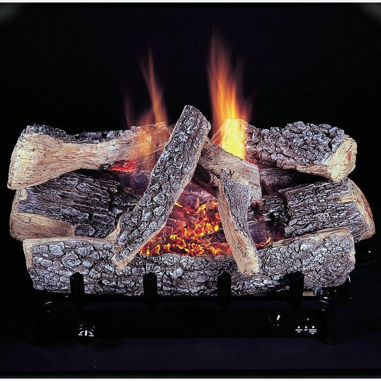 Rasmussen 18-Inch Bark Gas Log Set With Vent Free Natural Gas Evening