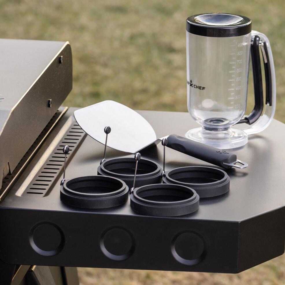 Camp Chef BFSET6 6 Pc Breakfast Kit - Set on Side Shelf - Lifestyle thumbnail