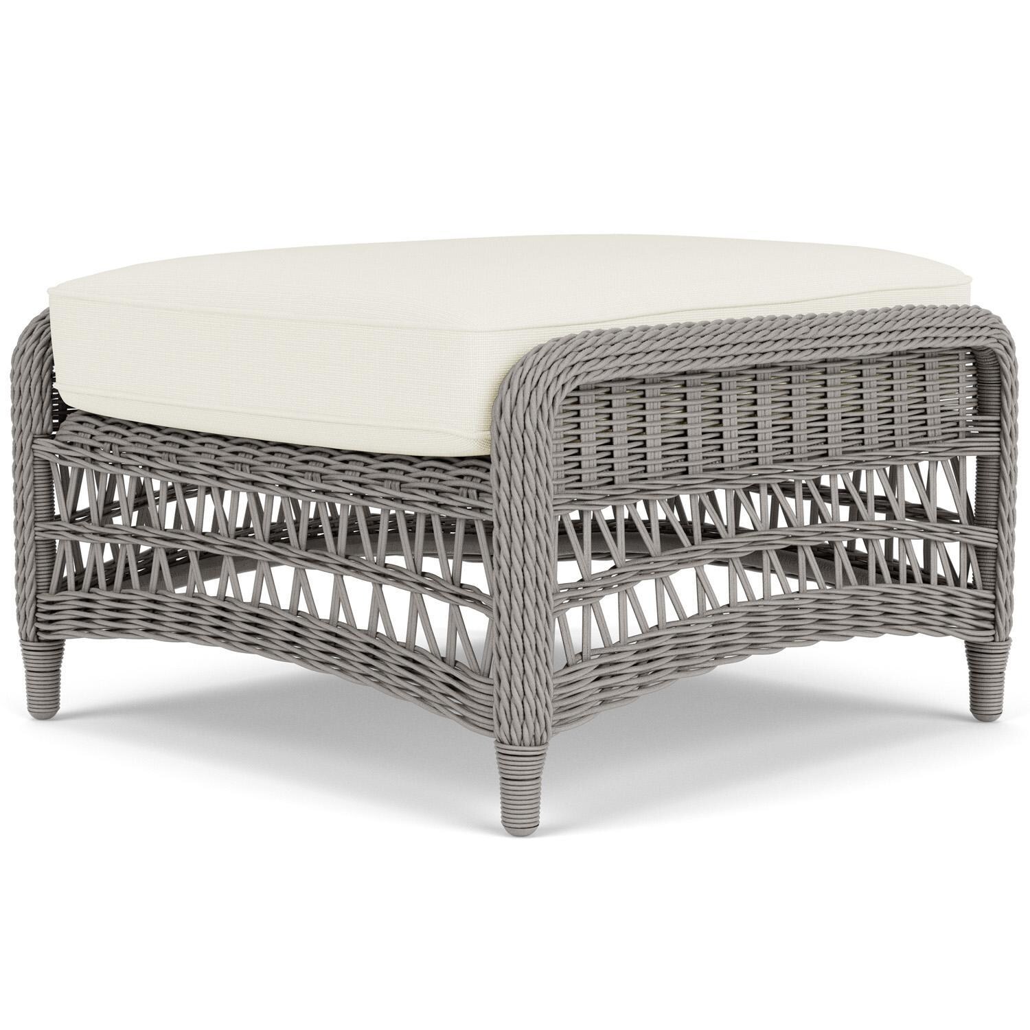 Lloyd Flanders Mackinac Ottoman in Putty Finish with Sailcloth Salt Fabric - Rear Right thumbnail
