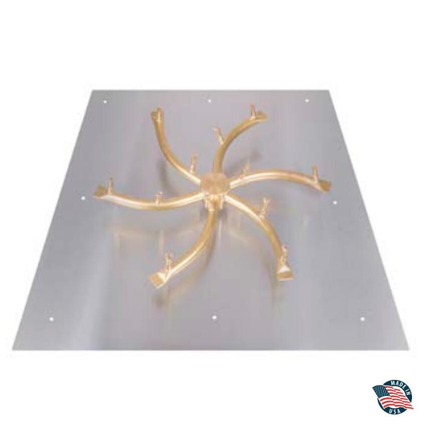 The Outdoor Plus Bullet Burner Flat Pan Kit - 24-inch Square Flat Aluminum Fire Pan with 18-inch Brass S Bullet Burner - 12V Electronic Ignition Kit W/ Remote - OLD