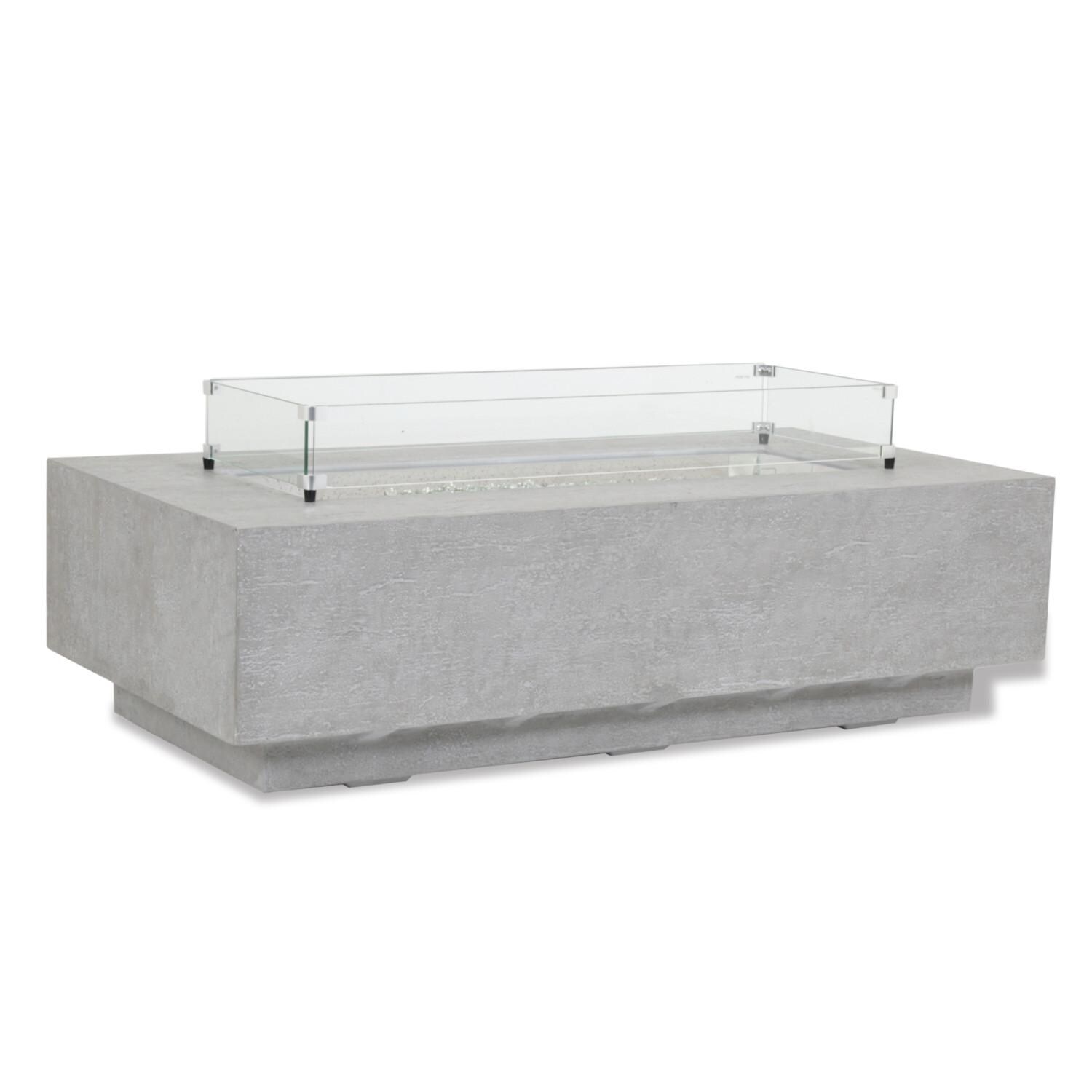 Bazaar 60 Inch Rectangular GFRC Propane Fire Pit in Gray by Sunset West