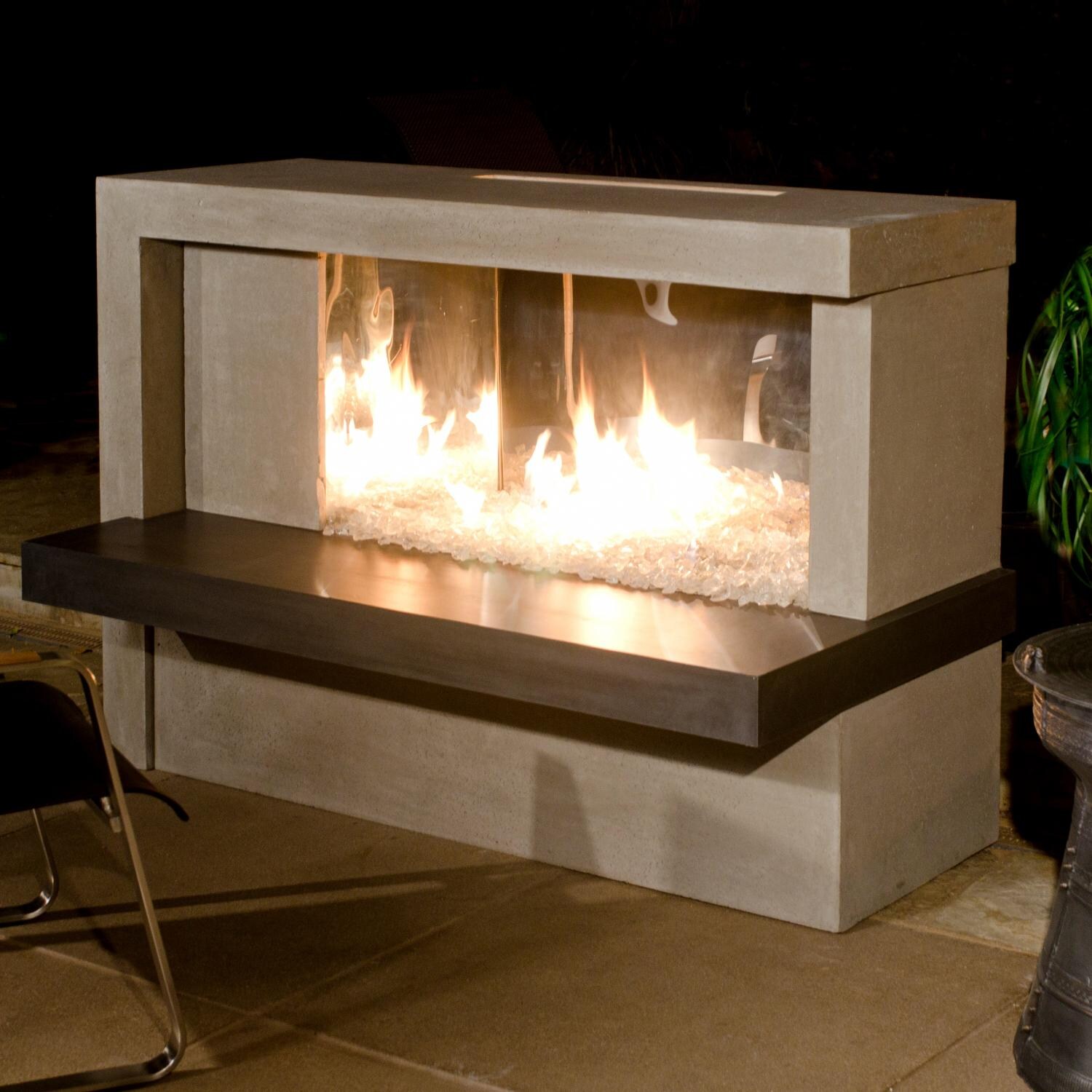 American Fyre Designs Manhattan 59-Inch Outdoor Natural Gas Fireplace - Cafe Blanco thumbnail