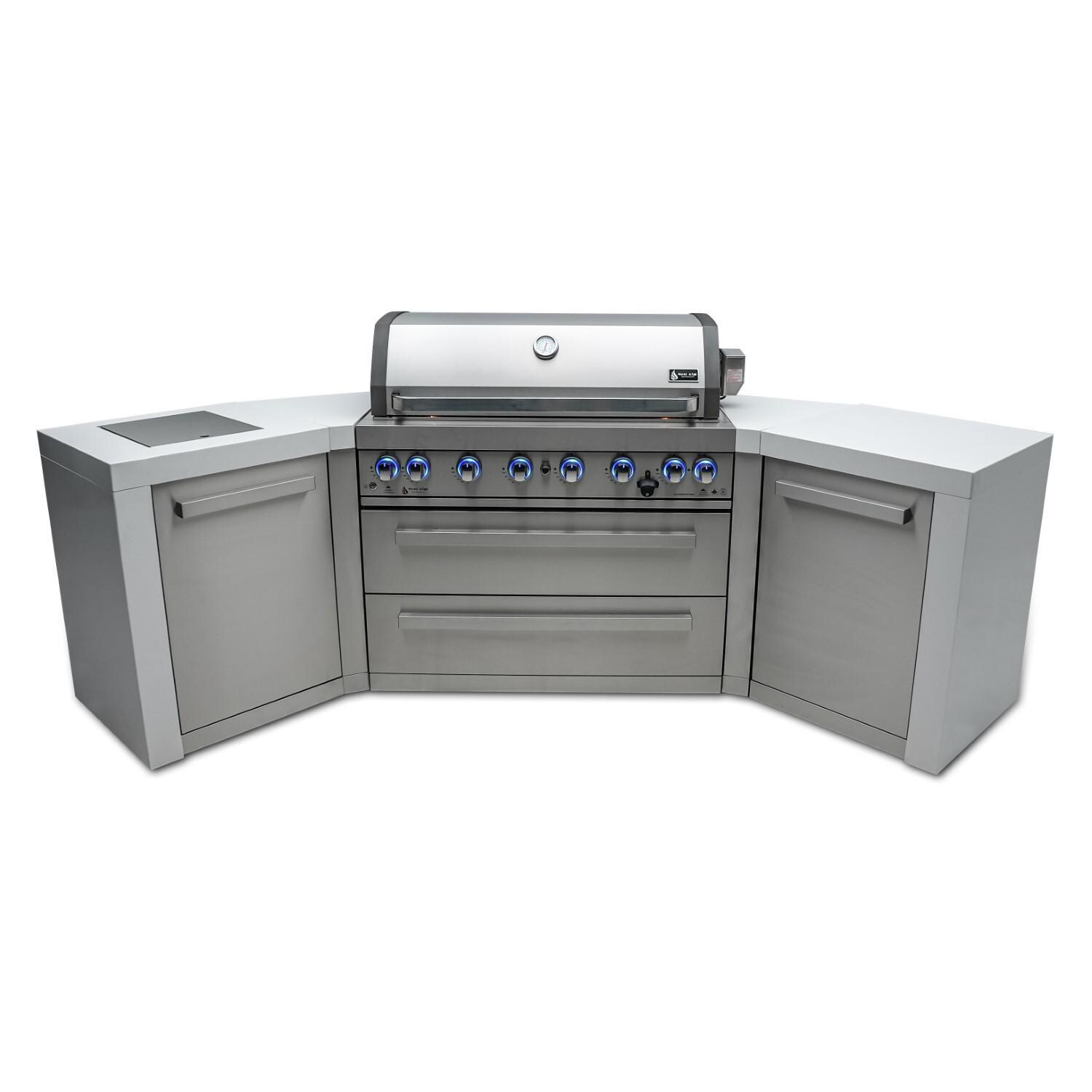 Mont Alpi Deluxe Series 8 Ft U-Shaped Propane Outdoor Kitchen Island w/ Side Burner - MAi805-D45