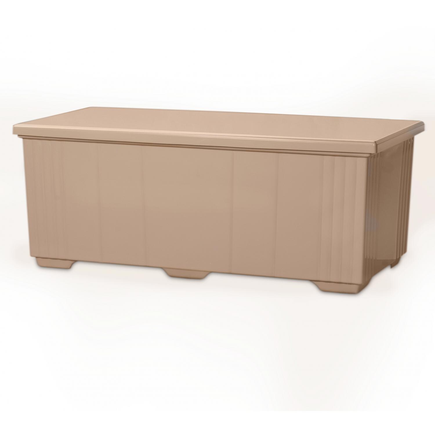 Designer Chests Fiberglass Outdoor Storage Chest With Flat Top - Beige