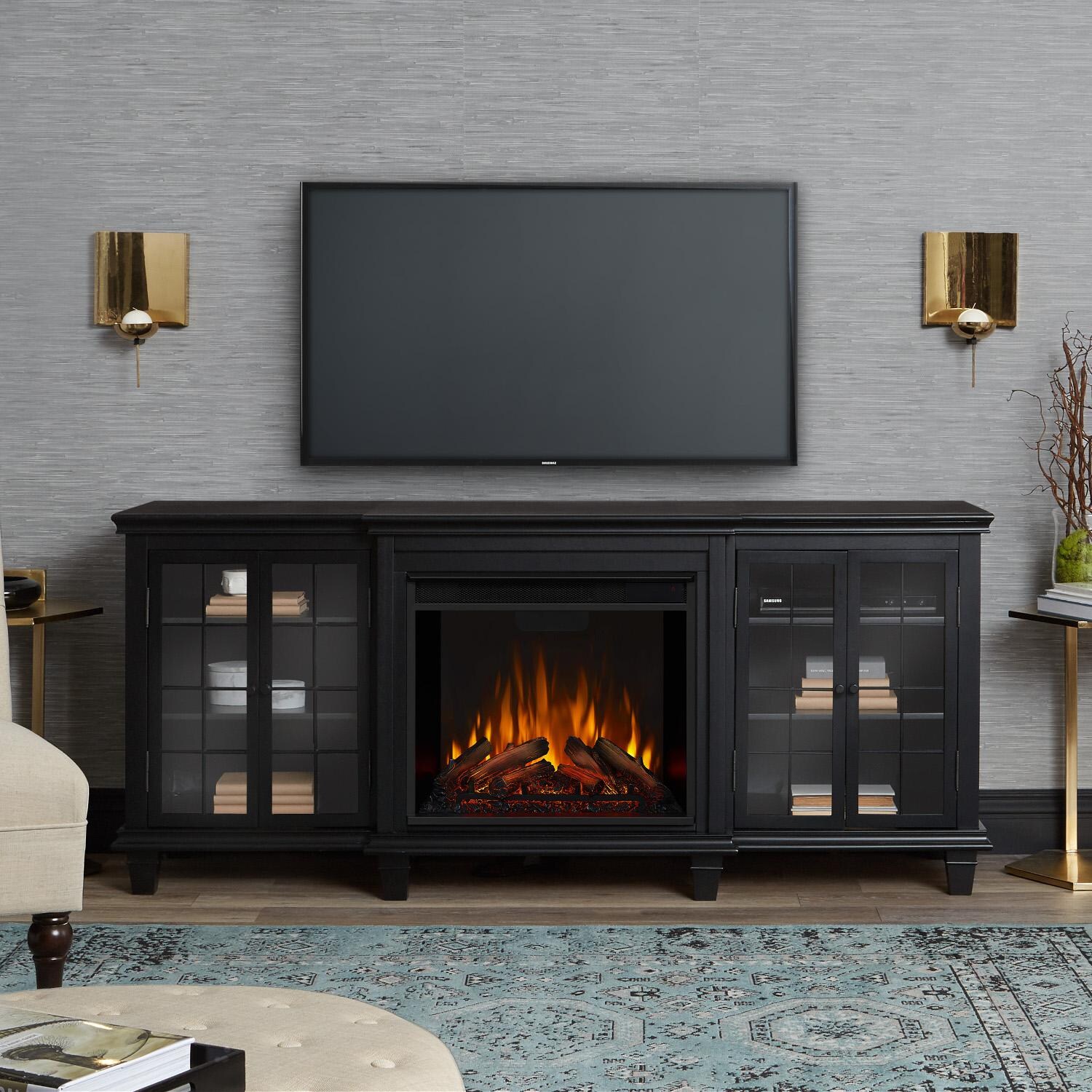 Real Flame 2770EBK Marlowe 70Inch Electric Fireplace Entertainment