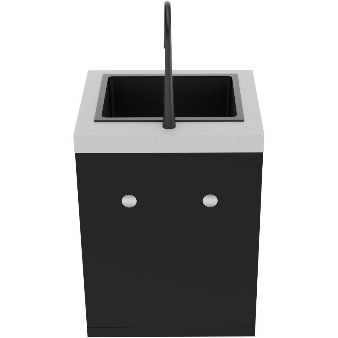 Everdure 6 Ft Outdoor Kitchen Island w/ Marine Grade Aluminum Cabinets in Black - Sink Module Back - White Background thumbnail