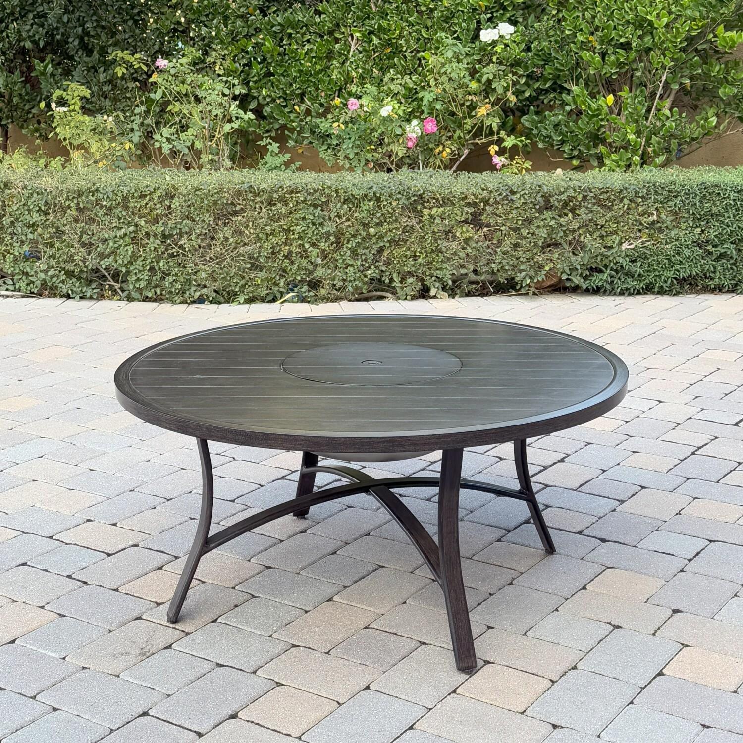 Atlantis 42-in Walnut Aluminum Coffee Table w/ Ice Bucket Insert by Darlee - Table - Lifestyle thumbnail