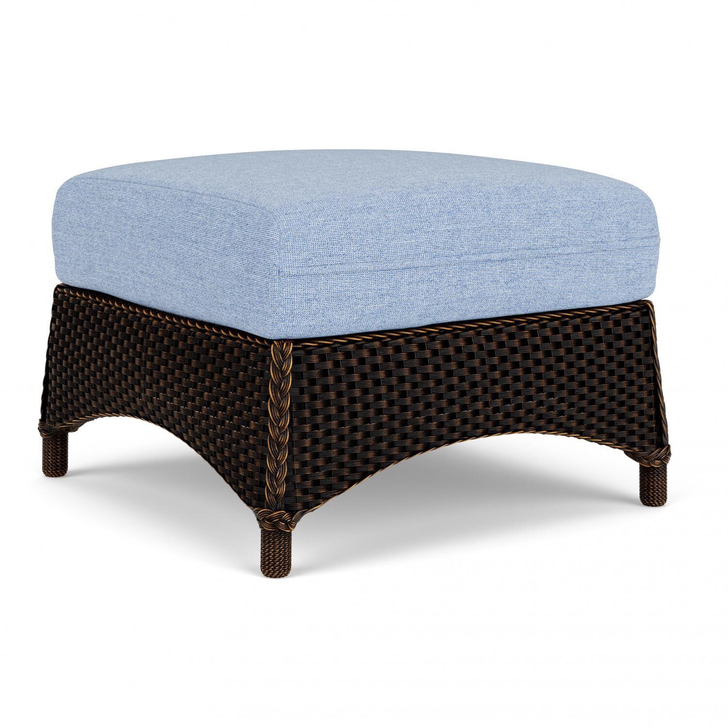 Lloyd Flanders Mandalay Ottoman in Mink Finish with Demo Skyway fabric - Angled thumbnail