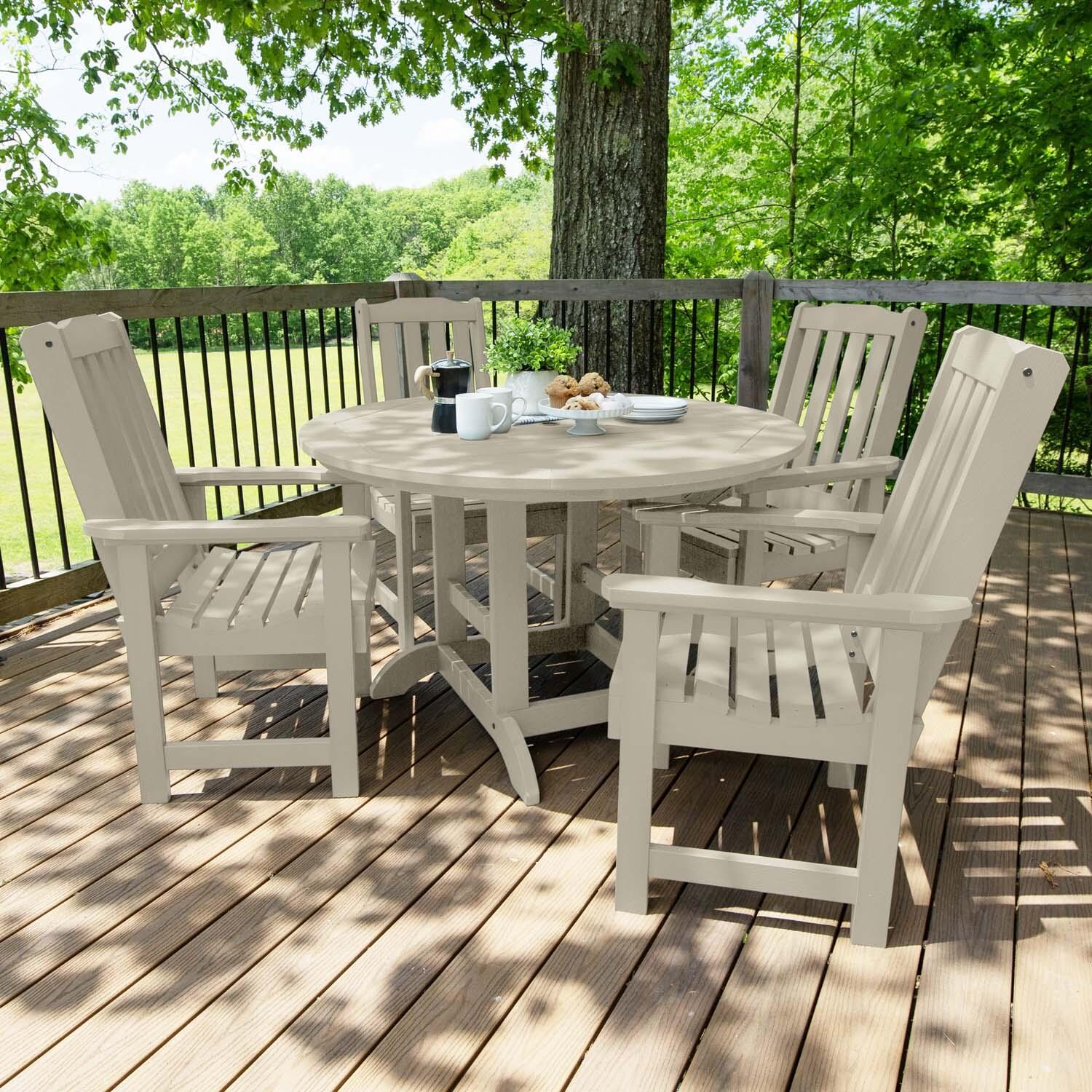 Hart Lane 5 Pc Recycled Plastic Dining Set in Whitewash by Lakeview Outdoor Designs