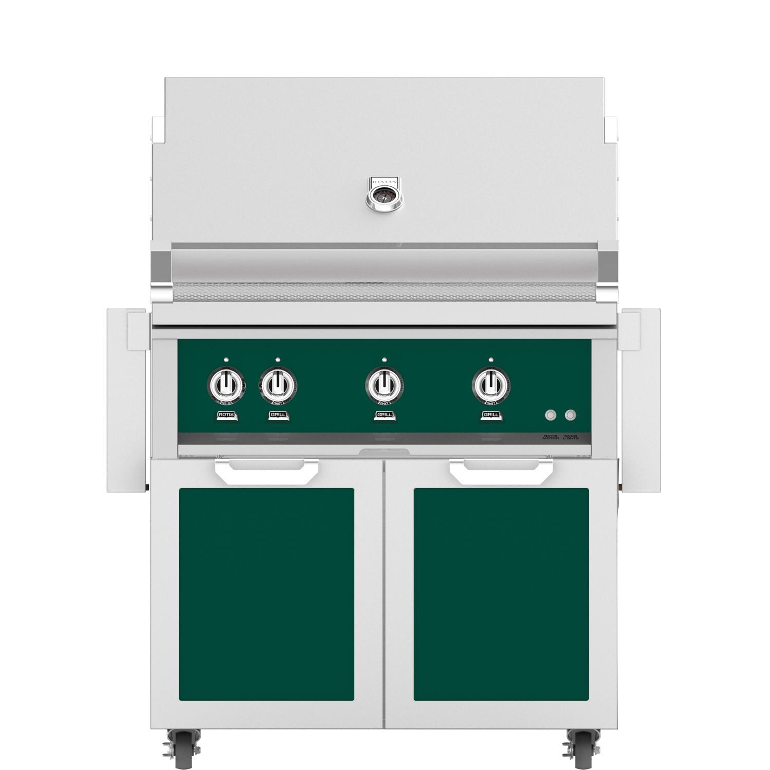 Hestan 36-Inch Freestanding Propane Gas Grill W/ Sear Burner & Rotisserie On Double Door Tower Cart - Grove - GMBR36-LP-GR thumbnail